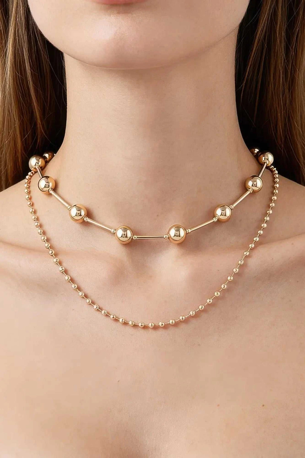 Women's Chain Necklace Double Polished Space BYMANYC ® New York CONTEMPORARY DUAL-LAYER LINK COLLAR - New Collection