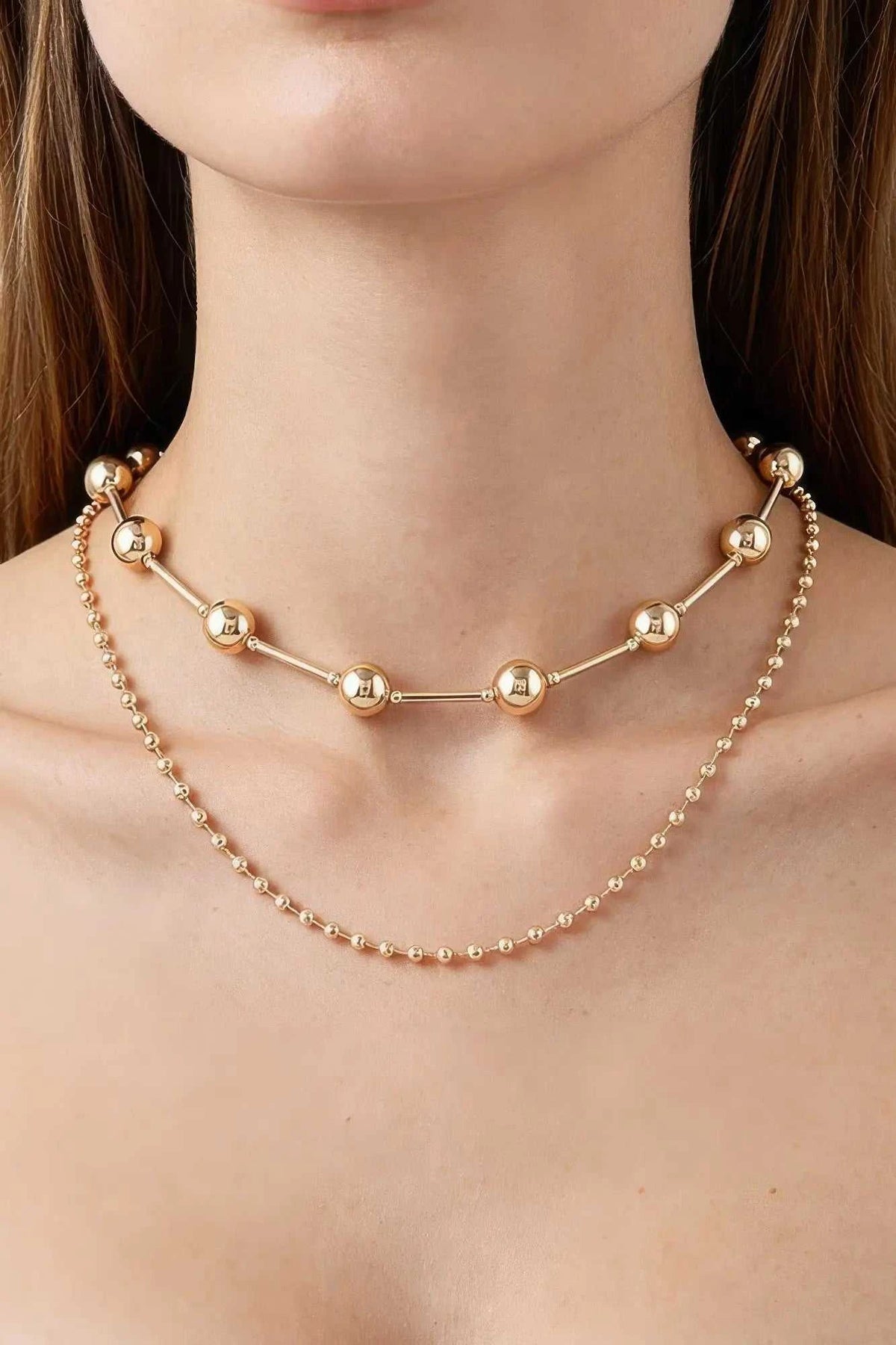 Women's Chain Necklace Double Polished Space BYMANYC ® New York CONTEMPORARY DUAL-LAYER LINK COLLAR - New Collection