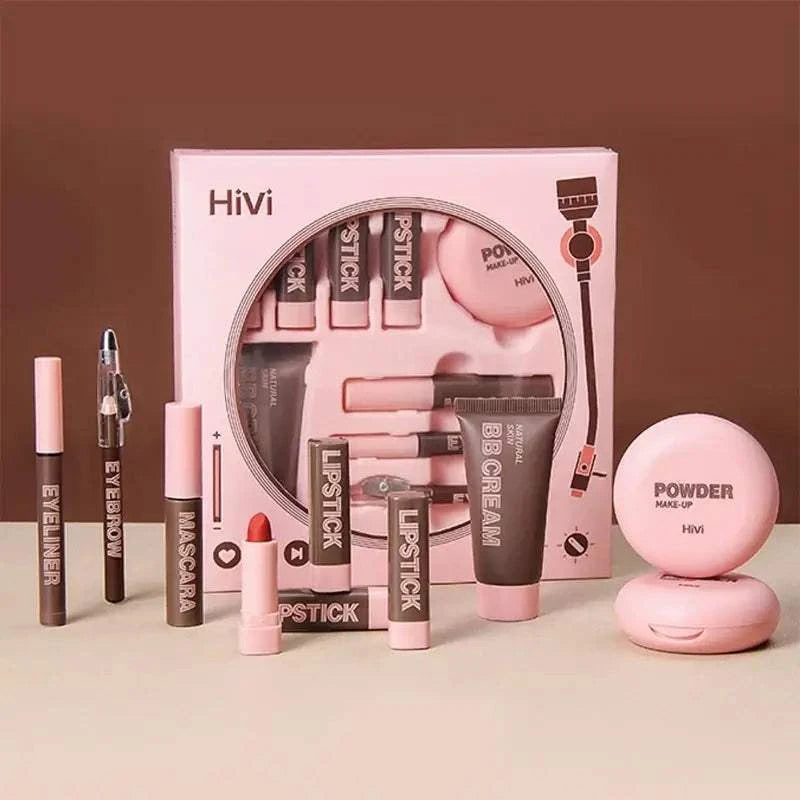 Women's Christmas makeup set, 9 lipsticks & powder press &BB cream & eyebrow pencil & mascara & eyeliner set,for women and girls