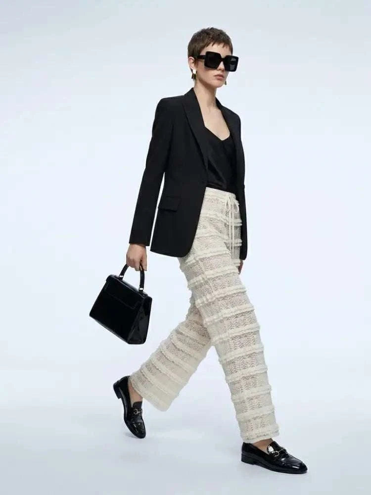 Women's Crochet Lace Pants BYMANYC ® New York HAMPTONS CREAM WIDE LEG - New Collection