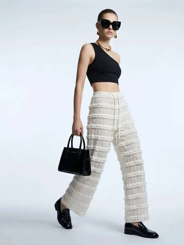 Women's Crochet Lace Pants BYMANYC ® New York HAMPTONS CREAM WIDE LEG - New Collection