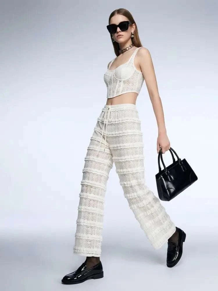 Women's Crochet Lace Pants BYMANYC ® New York HAMPTONS CREAM WIDE LEG - New Collection