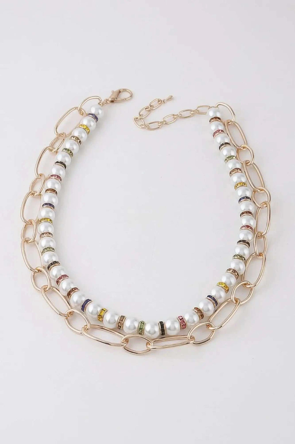 Women's Double Layered Pearl N Chain Necklace BYMANYC ® New York CONTEMPORARY VIBRANT MODERN FASHION - New Collection
