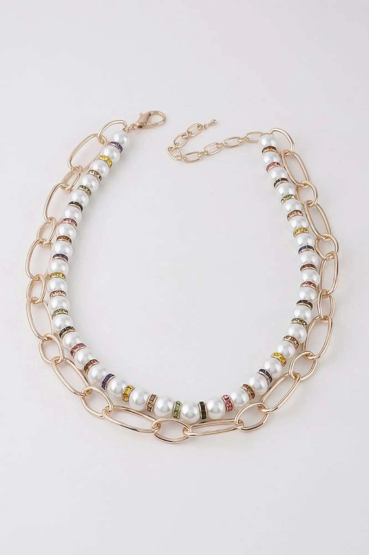 Women's Double Layered Pearl N Chain Necklace BYMANYC ® New York CONTEMPORARY VIBRANT MODERN FASHION - New Collection