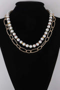 Women's Double Layered Pearl N Chain Necklace BYMANYC ® New York CONTEMPORARY VIBRANT MODERN FASHION - New Collection