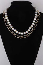 Women's Double Layered Pearl N Chain Necklace BYMANYC ® New York CONTEMPORARY VIBRANT MODERN FASHION - New Collection