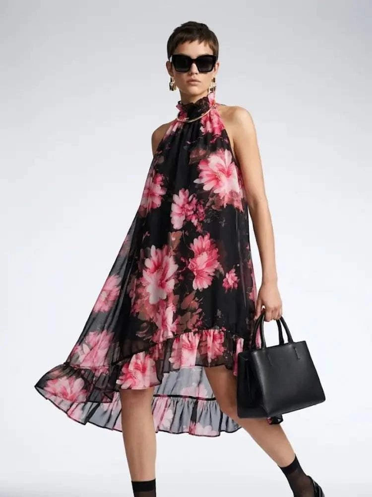 Women's Dress High Neck Halter BYMANYC ® New York PARK AVENUE PINK FLORAL - New Collection