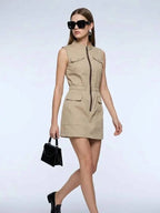 Women's Dress Safari Mini BYMANYC ® New York SOHO KHAKI ZIPPER - New Collection