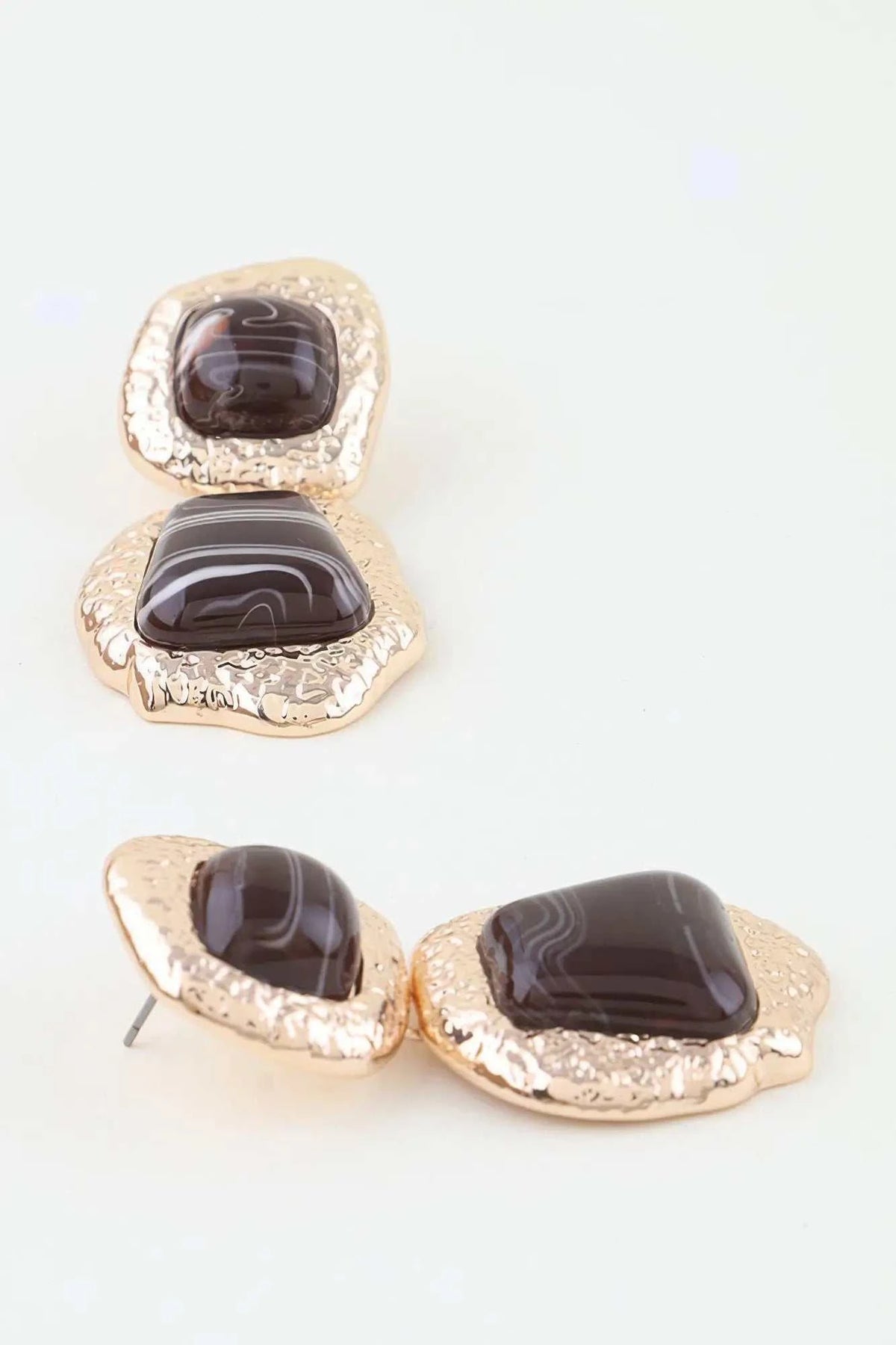 Women's Drop Earrings Hammered Marble Stone BYMANYC ® New York ORGANIC TEXTURED STONE DANGLE - New Collection