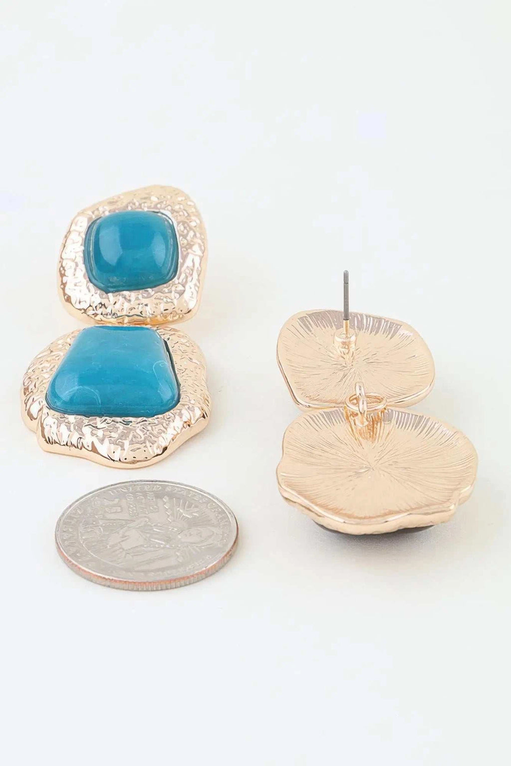 Women's Drop Earrings Hammered Marble Stone BYMANYC ® New York ORGANIC TEXTURED STONE DANGLE - New Collection