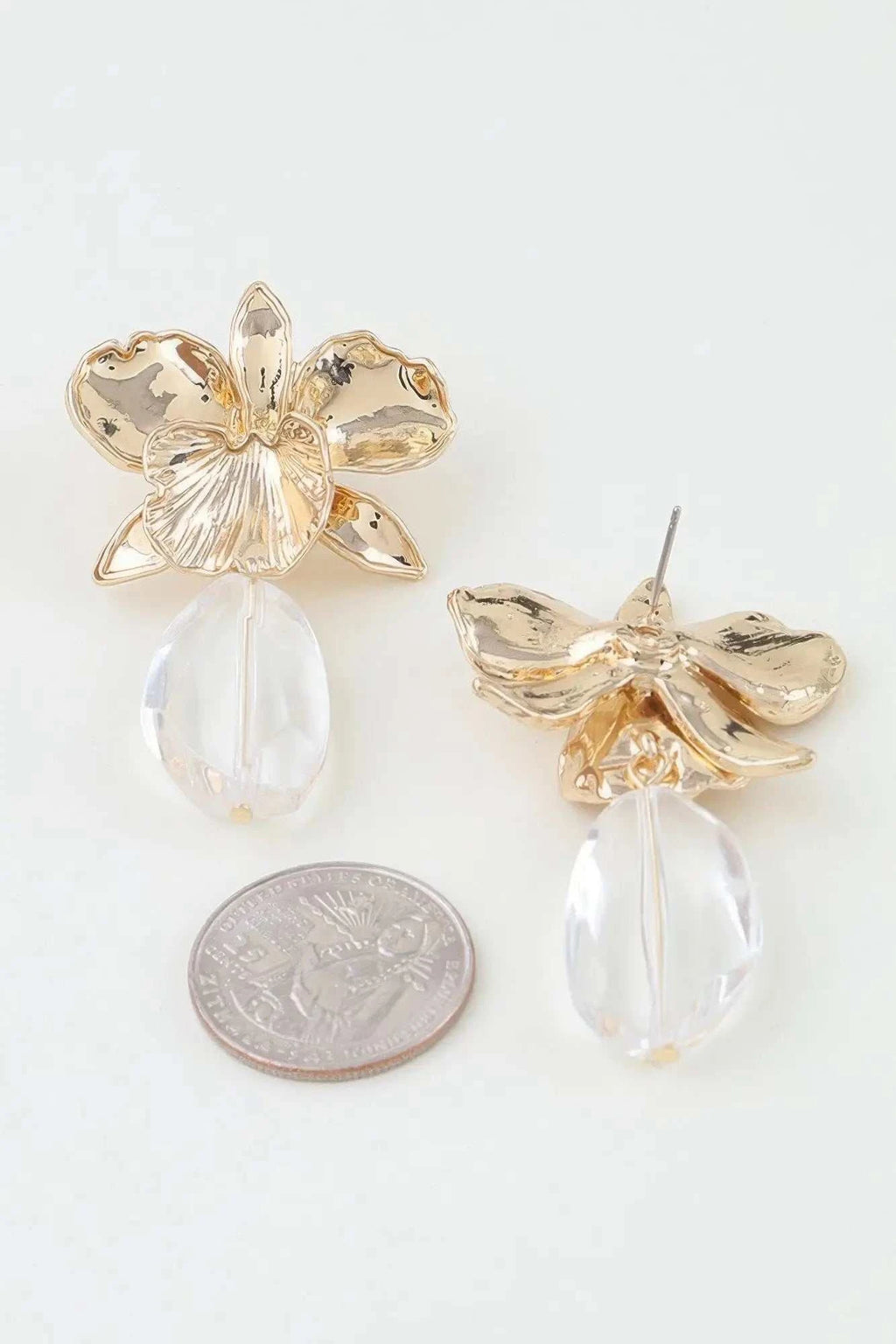 Women's Drop Earrings Hammered Orchid Accent BYMANYC ® New York BLOOMING BOTANICAL DANGLE EARRINGS - New Collection