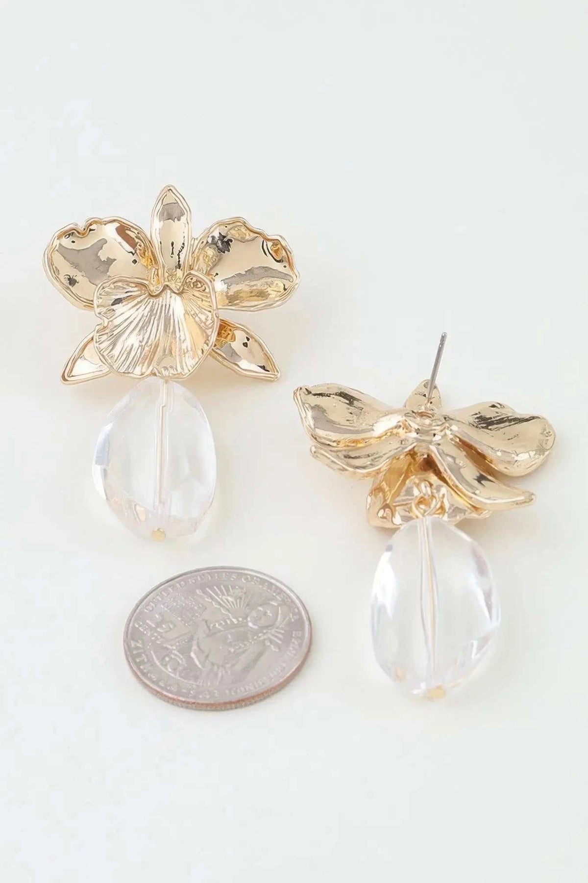 Women's Drop Earrings Hammered Orchid Accent BYMANYC ® New York BLOOMING BOTANICAL DANGLE EARRINGS - New Collection