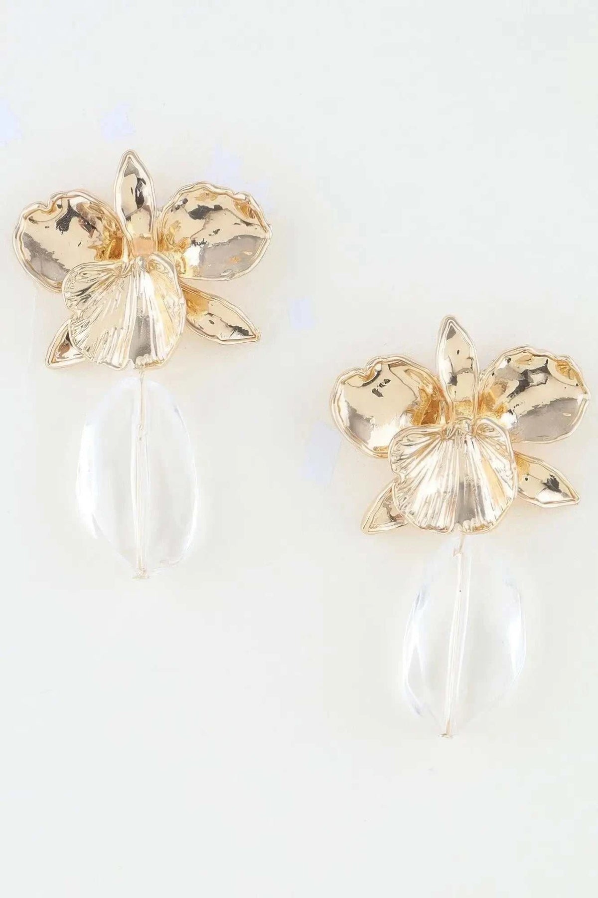 Women's Drop Earrings Hammered Orchid Accent BYMANYC ® New York BLOOMING BOTANICAL DANGLE EARRINGS - New Collection