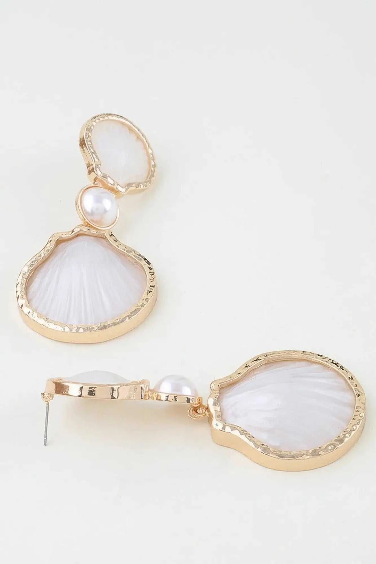 Women's Drop Earrings Hammered Shell Accent BYMANYC ® New York ORGANIC STONE DANGLE EARRINGS - New Collection