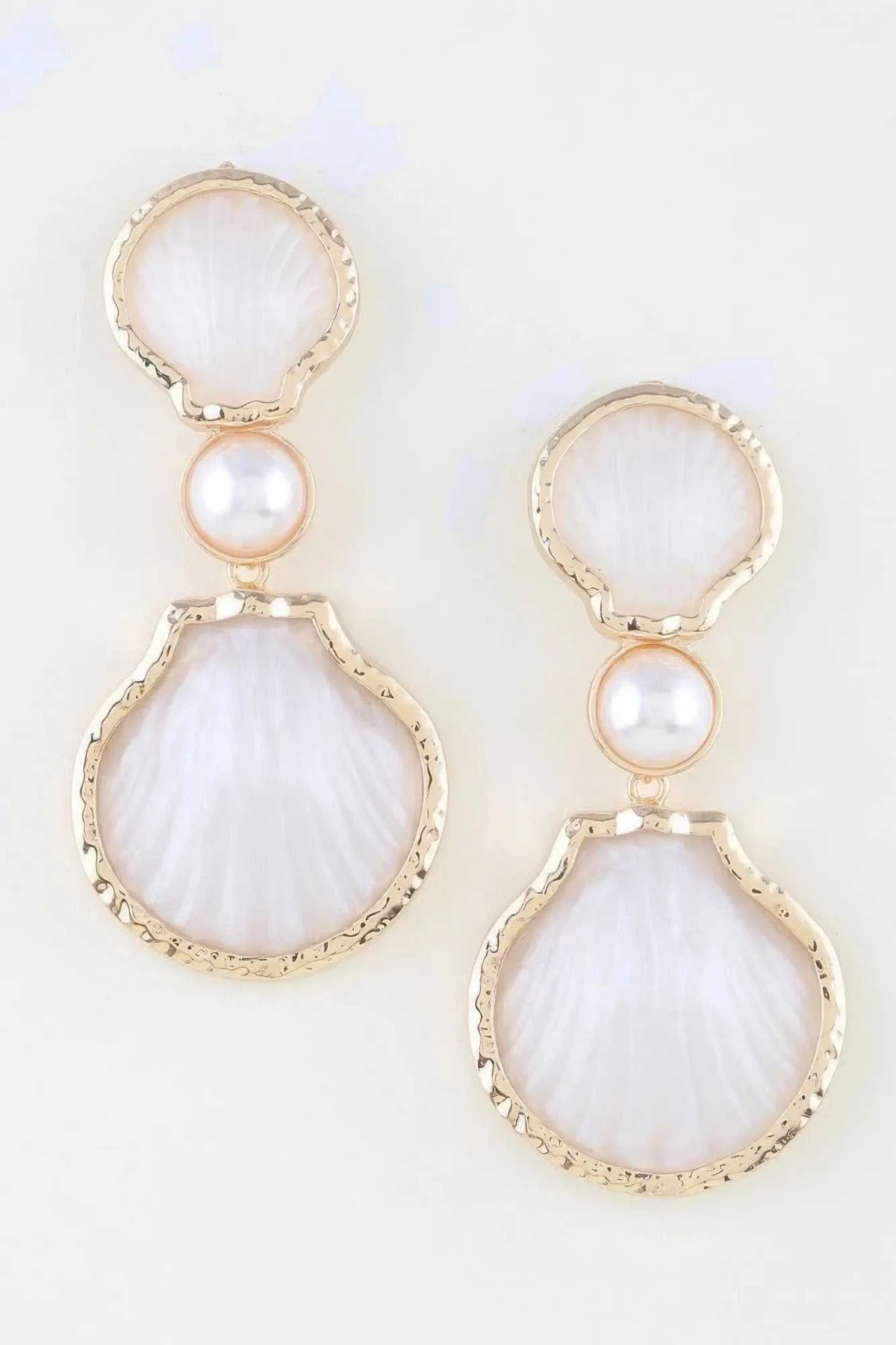 Women's Drop Earrings Hammered Shell Accent BYMANYC ® New York ORGANIC STONE DANGLE EARRINGS - New Collection