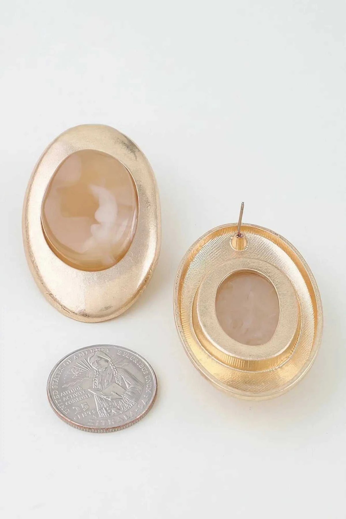 Women's Drop Earrings Modern Matte Stone Frame BYMANYC ® New York CONTEMPORARY GEOMETRIC FRAMED DANGLE - New Collection