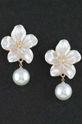 Women's Drop Earrings Pearl Flower Accent BYMANYC ® New York ELEGANT FLORAL DANGLE EARRINGS - New Collection