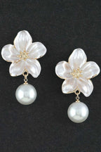 Women's Drop Earrings Pearl Flower Accent BYMANYC ® New York ELEGANT FLORAL DANGLE EARRINGS - New Collection