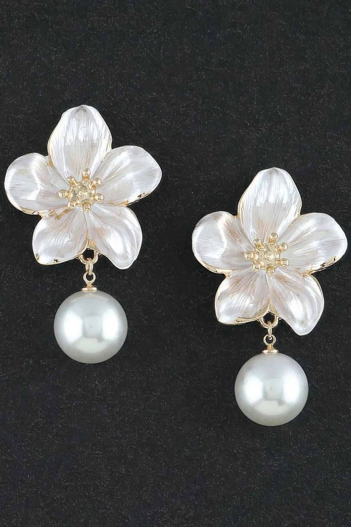 Women's Drop Earrings Pearl Flower Accent BYMANYC ® New York ELEGANT FLORAL DANGLE EARRINGS - New Collection