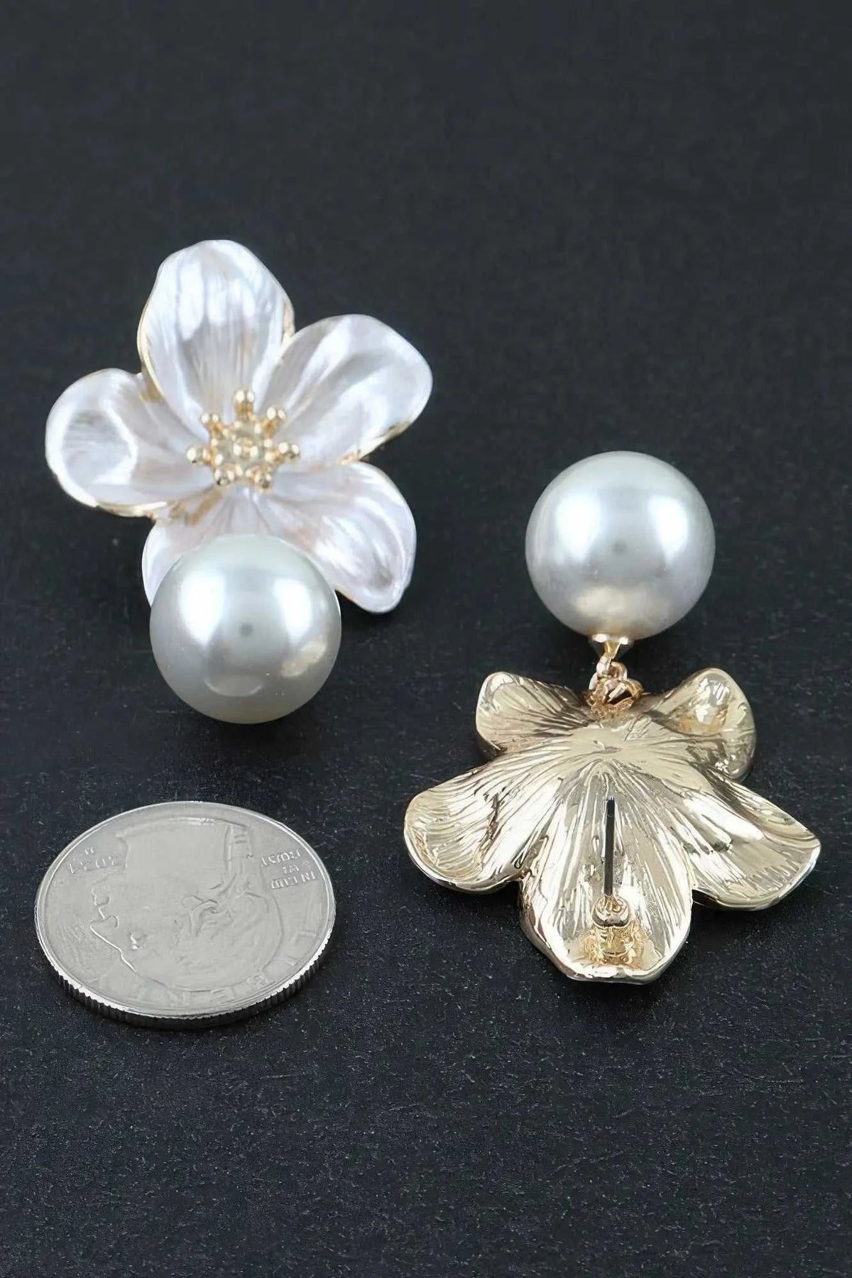 Women's Drop Earrings Pearl Flower Accent BYMANYC ® New York ELEGANT FLORAL DANGLE EARRINGS - New Collection