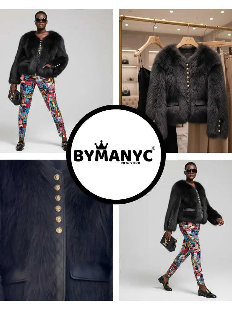 Women's Faux Fur Jacket UPPER EAST SIDE NYFW New Colecction BYMANYC ® New York