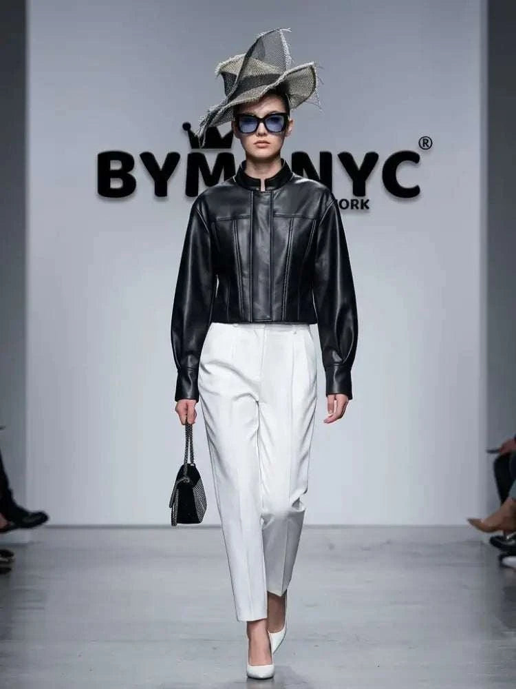 Women's Faux Leather Cropped Jacket BYMANYC ® New York CONTEMPORARY VIBRANT MODERN FASHION - New Collection