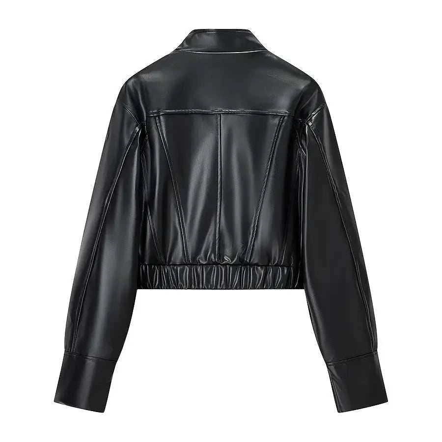 Women's Faux Leather Cropped Jacket BYMANYC ® New York CONTEMPORARY VIBRANT MODERN FASHION - New Collection