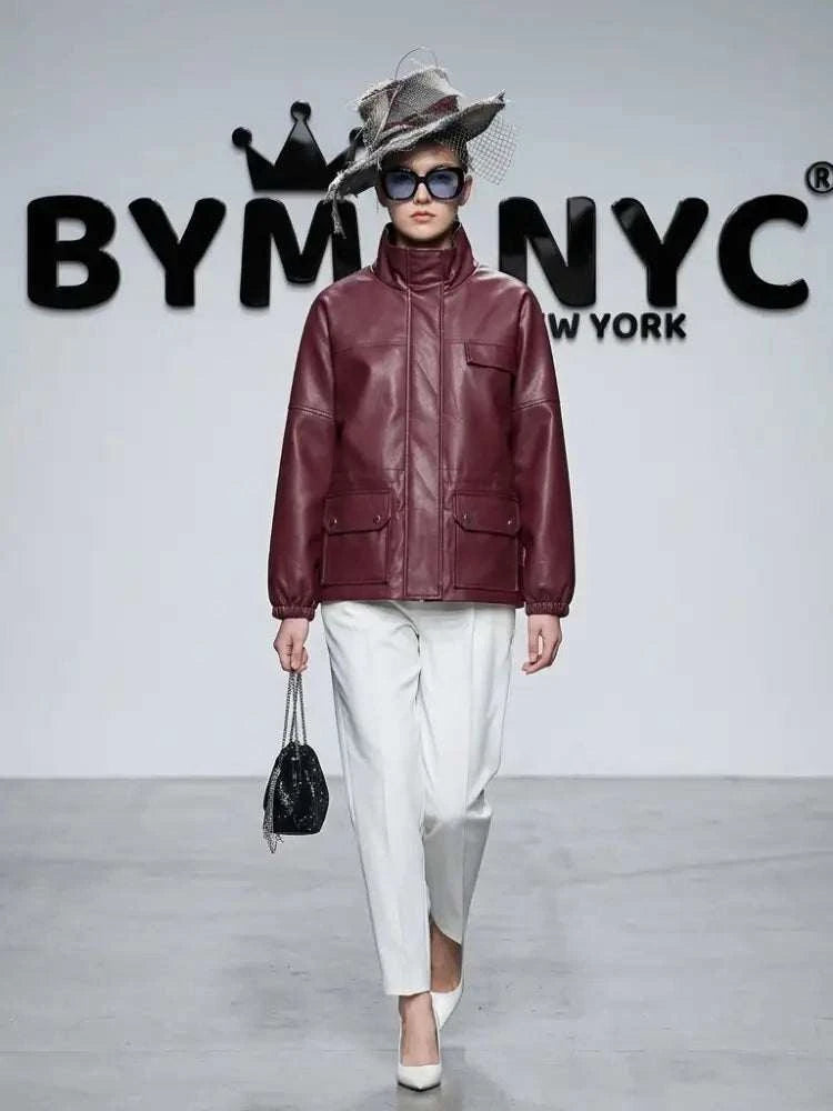 Women's Faux Leather High-Neck Jacket BYMANYC ® New York CONTEMPORARY VIBRANT MODERN FASHION - New Collection