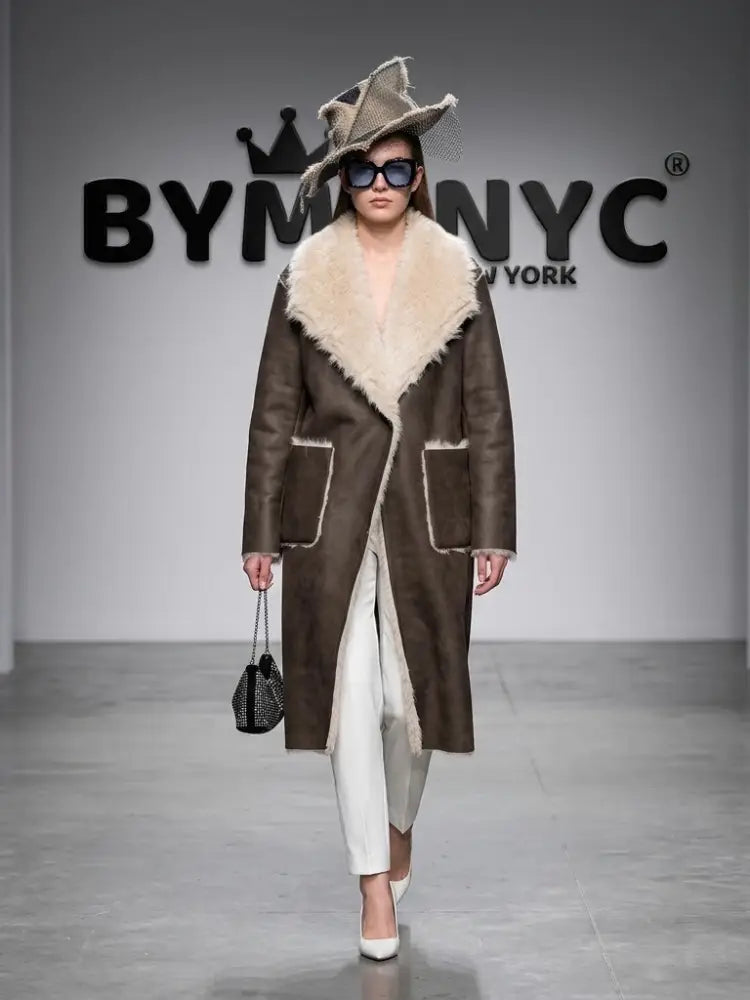 Women's Faux Shearling Long Coat BYMANYC ® New York CONTEMPORARY VIBRANT MODERN FASHION - New Collection