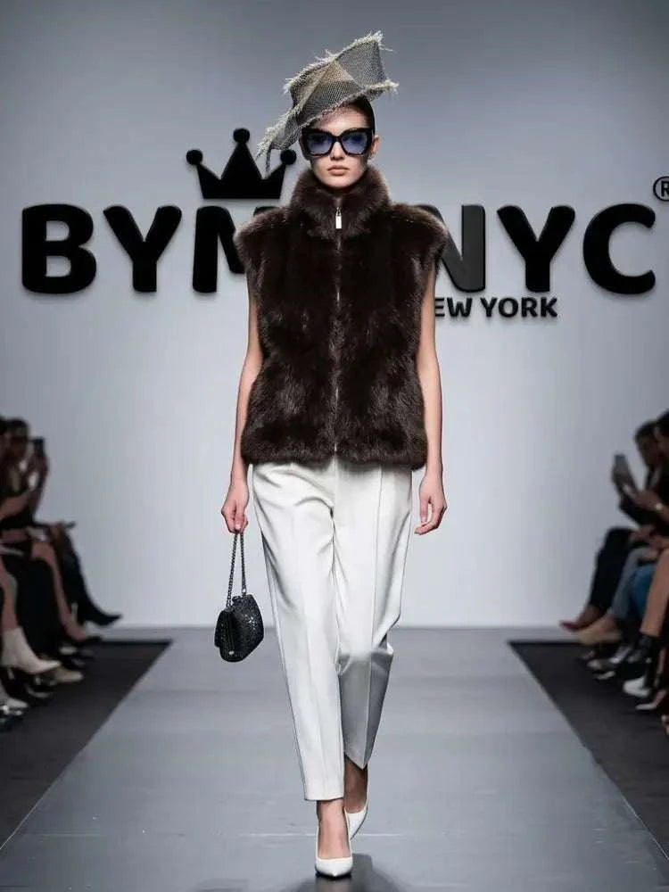 Women's High-Neck Plush Faux Fur Vest BYMANYC ® New York CONTEMPORARY VIBRANT MODERN FASHION - New Collection