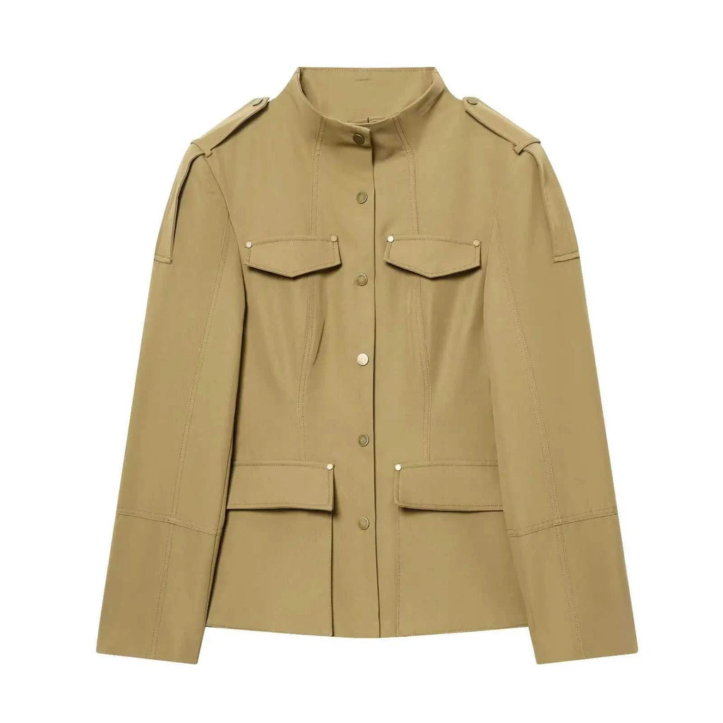 Women's Jacket Beige Khaki Safari Utility BYMANYC ® New York SOHO SAFARI FIELD MILITARY JACKET - New Collection