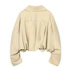 Women's Jacket Beige Peter Pan Collar BYMANYC ® New York SOHO RUCHED DRAWSTRING SHORT JACKET - New Collection
