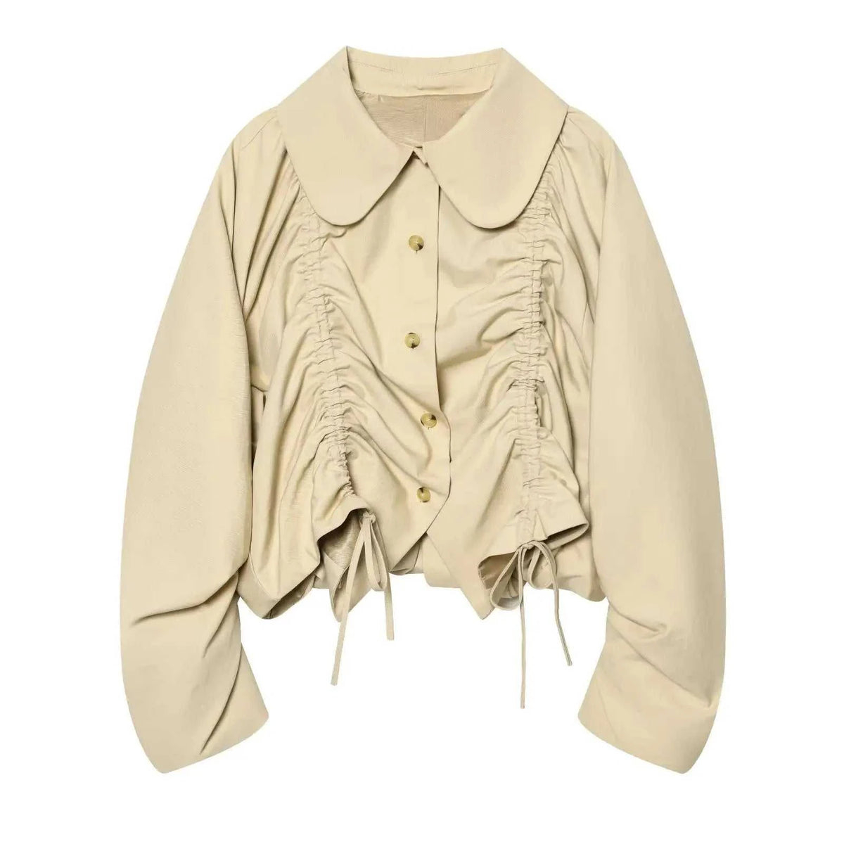 Women's Jacket Beige Peter Pan Collar BYMANYC ® New York SOHO RUCHED DRAWSTRING SHORT JACKET - New Collection