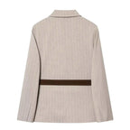 Women's Jacket Beige Pinstripe Belted Blazer BYMANYC ® New York WALL STREET BELTED BEIGE BLAZER - New Collection