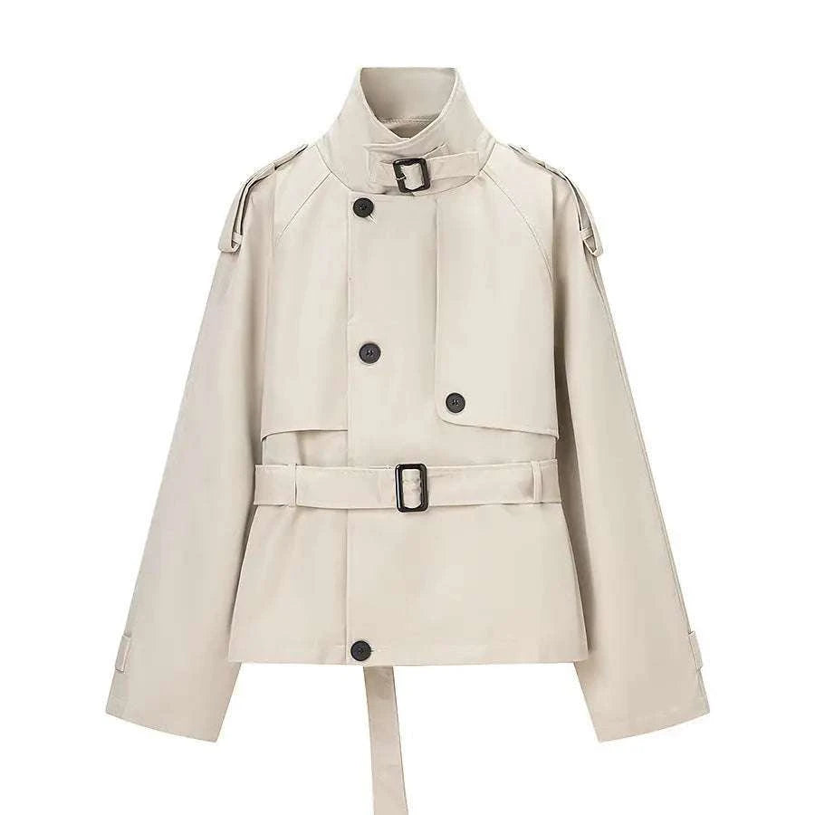 Women's Jacket Beige Short Trench BYMANYC ® New York SOHO BUCKLED COLLAR BELTED TRENCH - New Collection