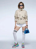 Women's Jacket Beige Short Trench BYMANYC ® New York SOHO BUCKLED COLLAR BELTED TRENCH - New Collection