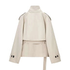 Women's Jacket Beige Short Trench BYMANYC ® New York SOHO BUCKLED COLLAR BELTED TRENCH - New Collection