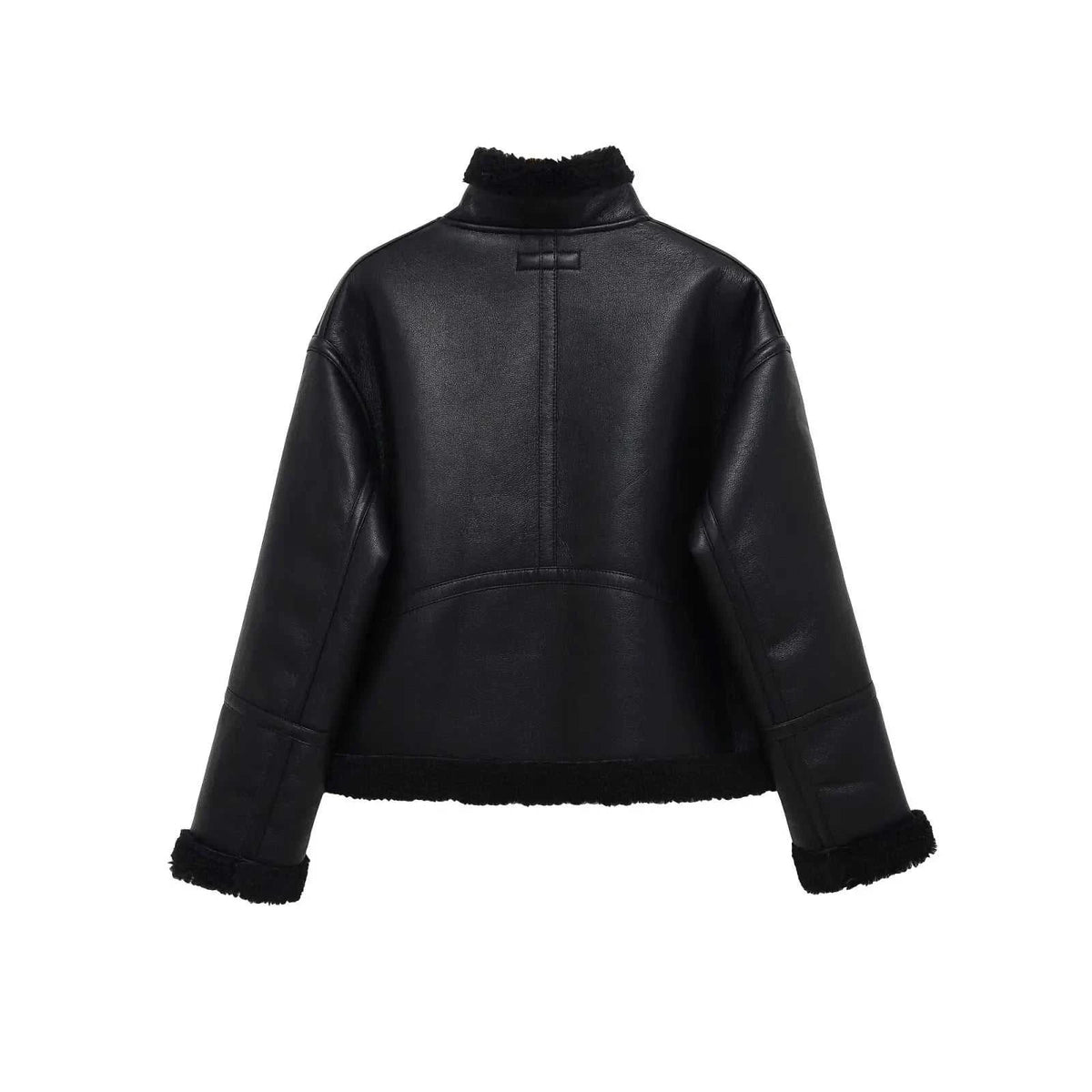 Women's Jacket Black Faux Leather Shearling BYMANYC ® New York SOHO BLACK AVIATOR BIKER - New Collection
