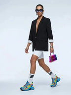 Women's Jacket Black Oversized Blazer BYMANYC ® New York WALL STREET STRIPED CUFFS - New Collection