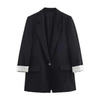 Women's Jacket Black Oversized Blazer BYMANYC ® New York WALL STREET STRIPED CUFFS - New Collection