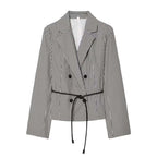 Women's Jacket Black White Gingham Belted Blazer BYMANYC ® New York SOHO TIE-BELT CHECKED BLAZER - New Collection