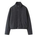Women's Jacket Charcoal Grey Wool Blend BYMANYC ® New York SOHO HIGH COLLAR BOMBER - New Collection
