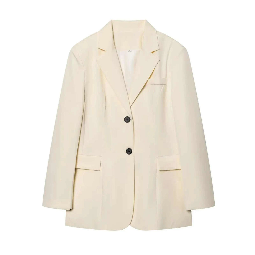 Women's Jacket Cream Oversized Blazer BYMANYC ® New York WALL STREET CREAM SINGLE-BREASTED - New Collection