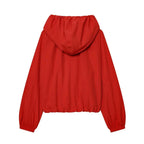 Women's Jacket Crimson Red Hooded Windbreaker BYMANYC ® New York SOHO RED DRAWSTRING WINDBREAKER - New Collection