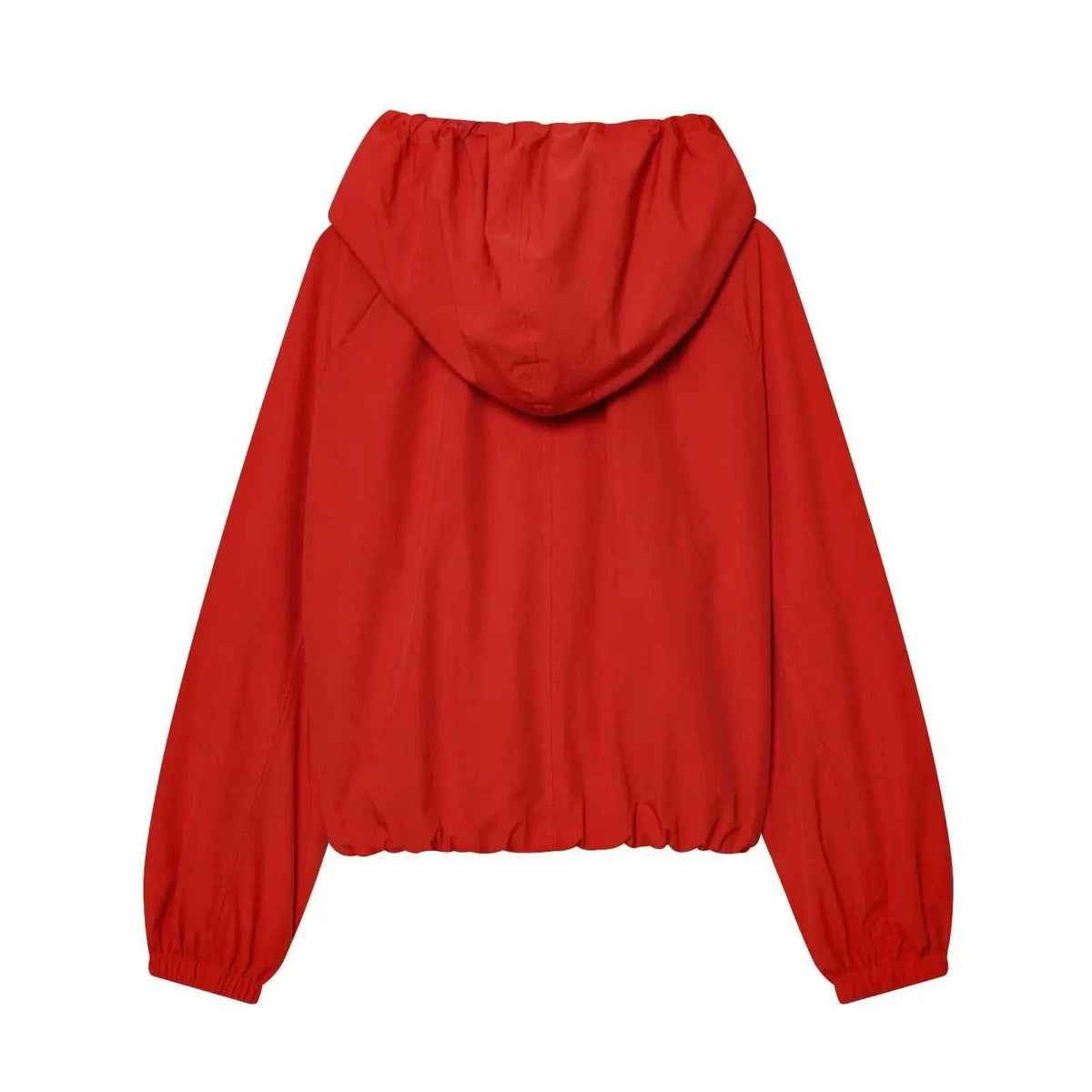 Women's Jacket Crimson Red Hooded Windbreaker BYMANYC ® New York SOHO RED DRAWSTRING WINDBREAKER - New Collection