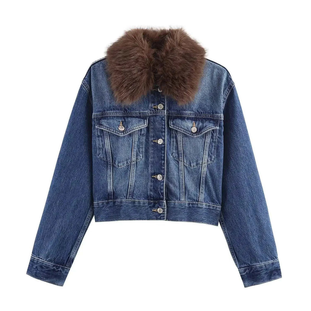 Women's Jacket Denim Fur Collar BYMANYC ® New York SOHO DENIM FUR COLLAR - New Collection