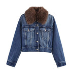 Women's Jacket Denim Fur Collar BYMANYC ® New York SOHO DENIM FUR COLLAR - New Collection