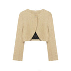 Women's Jacket Gold Tweed Cropped BYMANYC ® New York SOHO METALLIC TWEED CROPPED BLAZER - New Collection