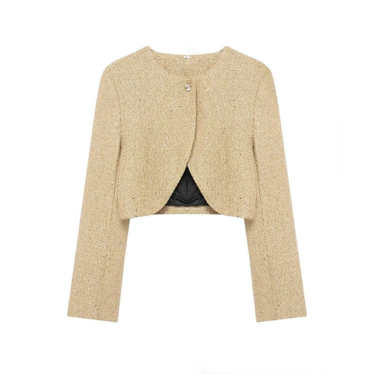 Women's Jacket Gold Tweed Cropped BYMANYC ® New York SOHO METALLIC TWEED CROPPED BLAZER - New Collection