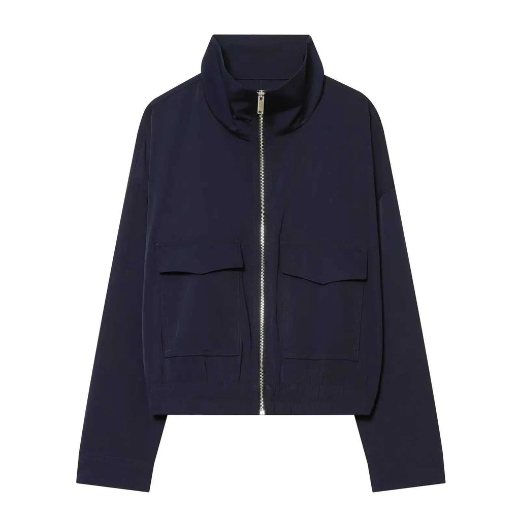 Women's Jacket Navy Blue Utility BYMANYC ® New York SOHO NAVY HIGH COLLAR BOMBER - New Collection